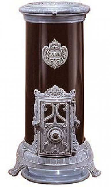 poêle-a-bois-petit-godin-7-kw-émaillé-noir-brillant-et-décor-fonte-émail