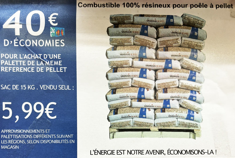 Vente-promo-palette-sac-granules-de-bois-grande-surface